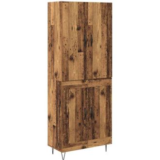 vidaXL Highboard 2 pcs Old Wood Engineered Wood and Glass vidaXL
