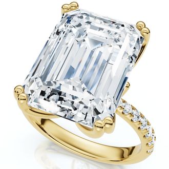 Pompeii3 Certified 10.25Ct Emerald Cut Diamond Engagement Ring 14k Gold or PT Lab Grown