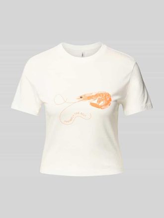 Only Regular Fit T-Shirt aus reiner Baumwolle Modell KELLY LIFE in Offwhite, Gr&ouml;&szlig;e L