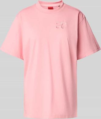 HUGO BOSS Relaxed Fit T-Shirt mit Label-Stitching und Rundhalsausschnitt in Rosa, Größe XS