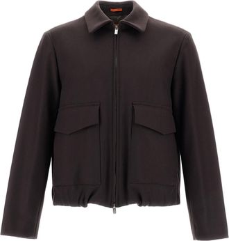 Barena Brown Magan Zipped Melton Wool-Blend Blouson Jacket