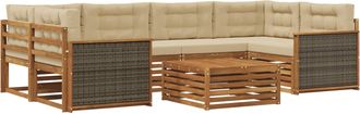 vidaXL Conjunto De Sof&aacute;s De Exterior 7 Uds. Natural Y Beige Vidaxl