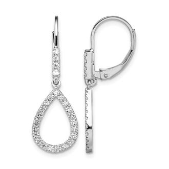 Diamond2Deal 14K White Gold 1/2 ct Lab Grown Diamond Teardrop Leverback Earrings VS Clarity, G-H Color