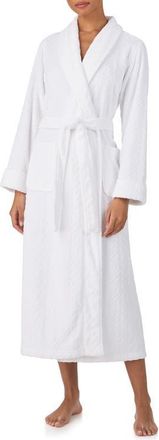 Lauren Ralph Lauren Fleece Monogram Robe in White at Nordstrom, Size X-Large