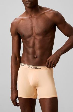 Calvin Klein Assorted 3-Pack Microfiber Boxer Briefs in Gulf Blue/Light Cast/Peach at Nordstrom, Size Medium