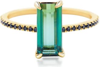 Yi Collection 18K yellow gold tourmaline and black diamond ring