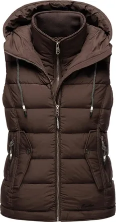 Marikoo dames gewatteerd vest - Taisaa, licht met capuchon & snackvak