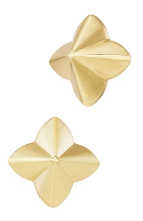 Savvy Cie Jewels GOLD PLATED OVER BRASS QUATRAFOIL STUD PLAIN EARRINGS