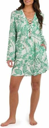 La Blanca Batiki V-Neck Cover-Up Tunic in Eucalyptus at Nordstrom Rack, Size X-Small