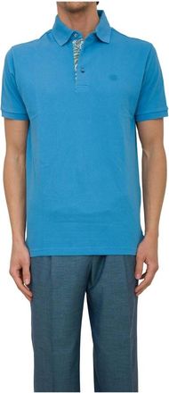 Etro Roma Gedrukte Details in Blauw - Heren - Polos - Blauw - XL - Katoen - Tops