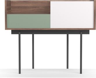 HERDASA Consola De Entrada Fabricada En Melamina Con Patas Met&aacute;licas, Modelo Diplomat (671) De Herdasa. Nogal-verde-blanco
