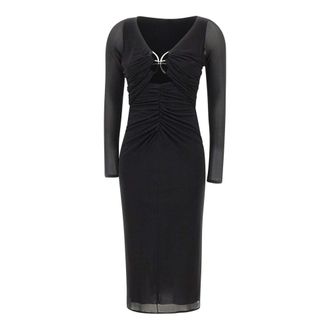 Blumarine Midi Dresses, female, Black, Size: 2XS Sheer Midi Dress