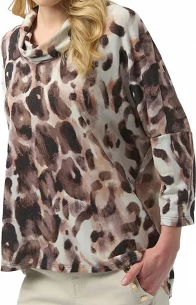 Joseph Ribkoff Animal Print 3/4 Sleeves Tunic In Off-White/multi