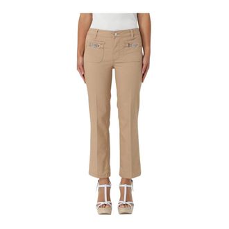 Liu Jo Cropped Broek met Metalen Details - Dames - Vrijetijds broeken - Bruin - W26 - Broeken