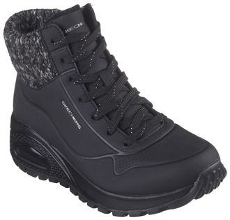 Skechers Winterboots SKECHERS UNO RUGGED, Damen, Gr. 35, schwarz, Lederimitat, Textil, Schuhe Winterboots, Snowboots mit Skech-Air-Luftkammernsohle