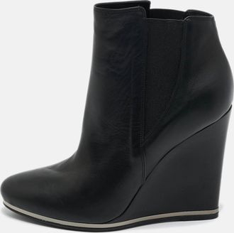 Le Silla Black Leather Wedge Ankle Boots