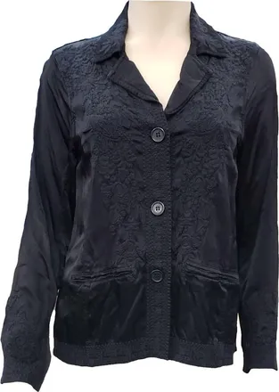 Johnny Was Womens Crosyen Satin Jacket In Black