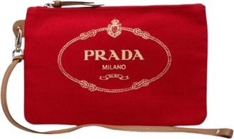Prada Pre-owned Pouch - Dames - Vintage Clutch - Rood - ONE Size - Leer - Vintage