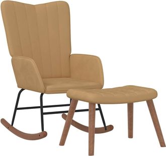 vidaXL Silla Mecedora Con Reposapi&eacute;s Terciopelo Marr&oacute;n Vidaxl