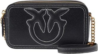 Pinko Pinko, Tassen, Dames, Zwart, ONE Size, Leer, Carrie Camera Case Mini
