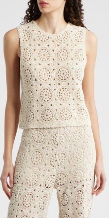 Frame Denim The Crochet Cotton Tank in Cream at Nordstrom, Size X-Large