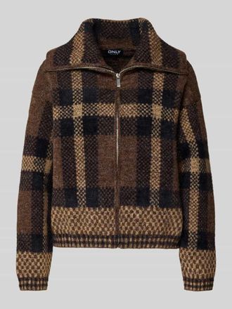 Only Regular Fit Strickjacke mit Allover-Muster Modell MAROON in Schoko, Gr&ouml;&szlig;e M