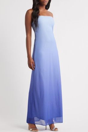 Jump Apparel Metallic Ombré Strapless Gown in Light Blue at Nordstrom, Size X-Large