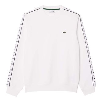 Lacoste Heren Logo Strip Crew Neck Sweatshirt (Wit)