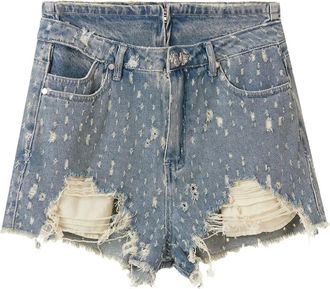 Musium Div. Gerafelde denim shorts - Blauw