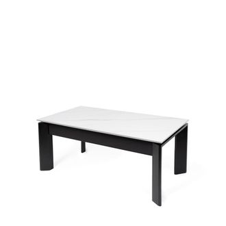Koketto Home Mesa elevable tapa porcel&aacute;nica blanca y patas metal negro