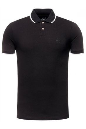A|X Armani Exchange Mens Double Stripe Polo Shirt, Black (Black 1200), Small