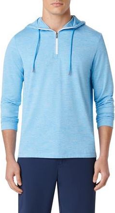 Bugatchi Quarter Zip Performance Hoodie in Azure at Nordstrom Rack, Size Xx-Large