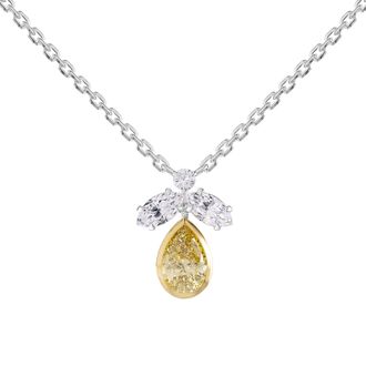 Diamond2Deal 925 Sterling Silver 1.4 Ct Multi Shape White & Yellow Lab Grown Diamond Pendant Necklace 18 VVS VS