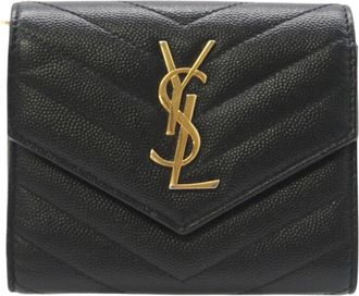 Saint Laurent Black Leather Wallet (Tri-Fold) (Pre-Owned)
