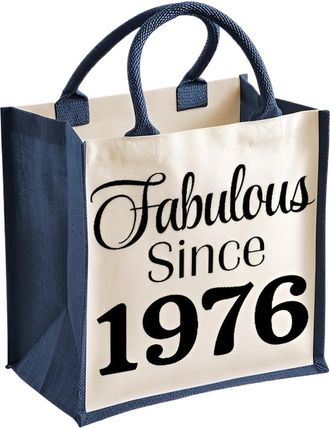 Generic Fabulous Since 1976 Funny 50th Birthday Midi Jute Bag (Navy)