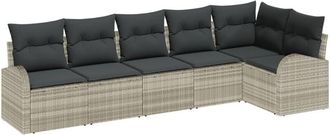 vidaXL Vidaxl - Garden Sofa Set with Cushion 6 pcs Light grey Poly rattan