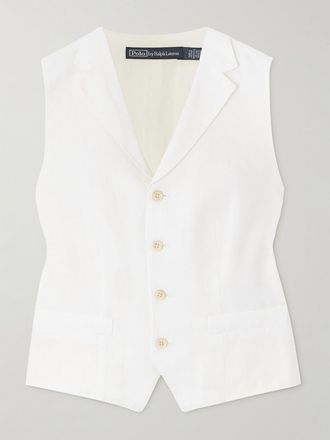 Polo Ralph Lauren Gilet In Lino Pauline - Bianco sporco