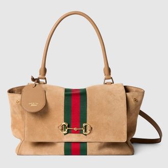 Gucci Paparazzo Medium Top Handle Bag, Beige, Suede