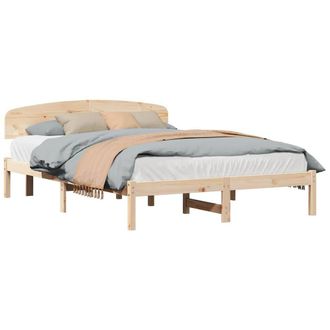 Berkfield Home Modern Bed Frame with Headboard 160x200 cm Solid Wood Pine in Beige