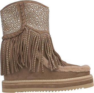 Alma En Pena Fur Fringed Bootie - Dames - Winterlaarzen - Bruin - 41 EU - Schoenen