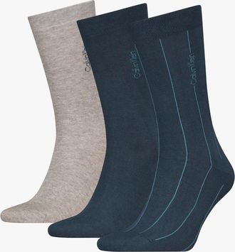 Calvin Klein Mens Calvin Klein 3 Pack Giftboxed Classic Mens Crew Socks Navy/Grey - Multi - Size: 2.5/3/3.5/4/12.5/12/11.5/10.5/11/10/15.5/15/14.5/14/13.5/13/7.5