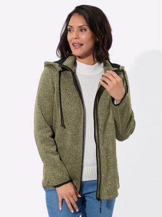 Casual Looks Fleecejacke CASUAL LOOKS, Damen, Gr. 36, gr&uuml;n (schilf, meliert), 100% Polyester, meliert, Jacken Fleecejacke