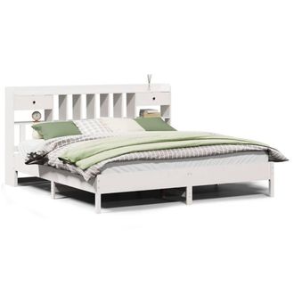 Berkfield Home Bookcase Bed Frame White 180x200 cm Super King Solid Wood Pine