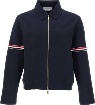 Thom Browne Navy Cotton Bomber Jacket