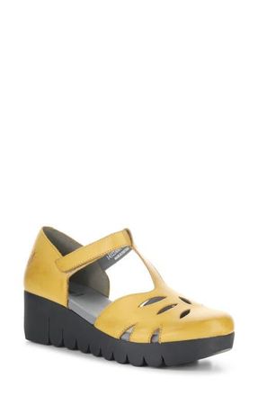 FLY London Velt Platform Wedge Fisherman Sandal in Mustard at Nordstrom, Size 10-10.5Us