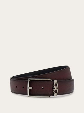 Ferragamo Men Reversible and adjustable Gancini belt Red