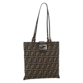 Fendi Pre-owned Tote Bags, female, Brown, Size: ONE SIZE Pre-owned Zucca Canvas Tote Bag