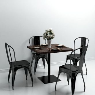 Berkfield Home Bistro Table MDF & Steel Square 80x80x75 cm Dark Ash in Brown | Size: 80 x 80 x 75 cm