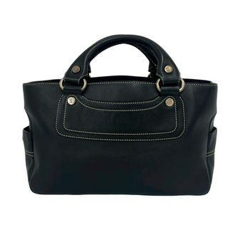 Celine Black Leather Boston Bag Handbag Tote Bag (Pre-Owned)