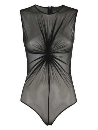 Federica Tosi gathered-detail mesh bodysuit - Black